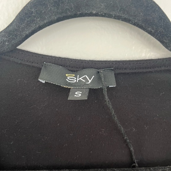 Sky Elegant Black Mini Dress with Lace Accent - Picture 4 of 5